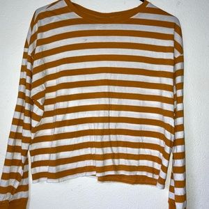 Orange Striped Loose Crop Top